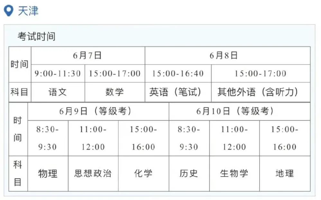 2026年全国高考时间确定！附各省考试科目安排
