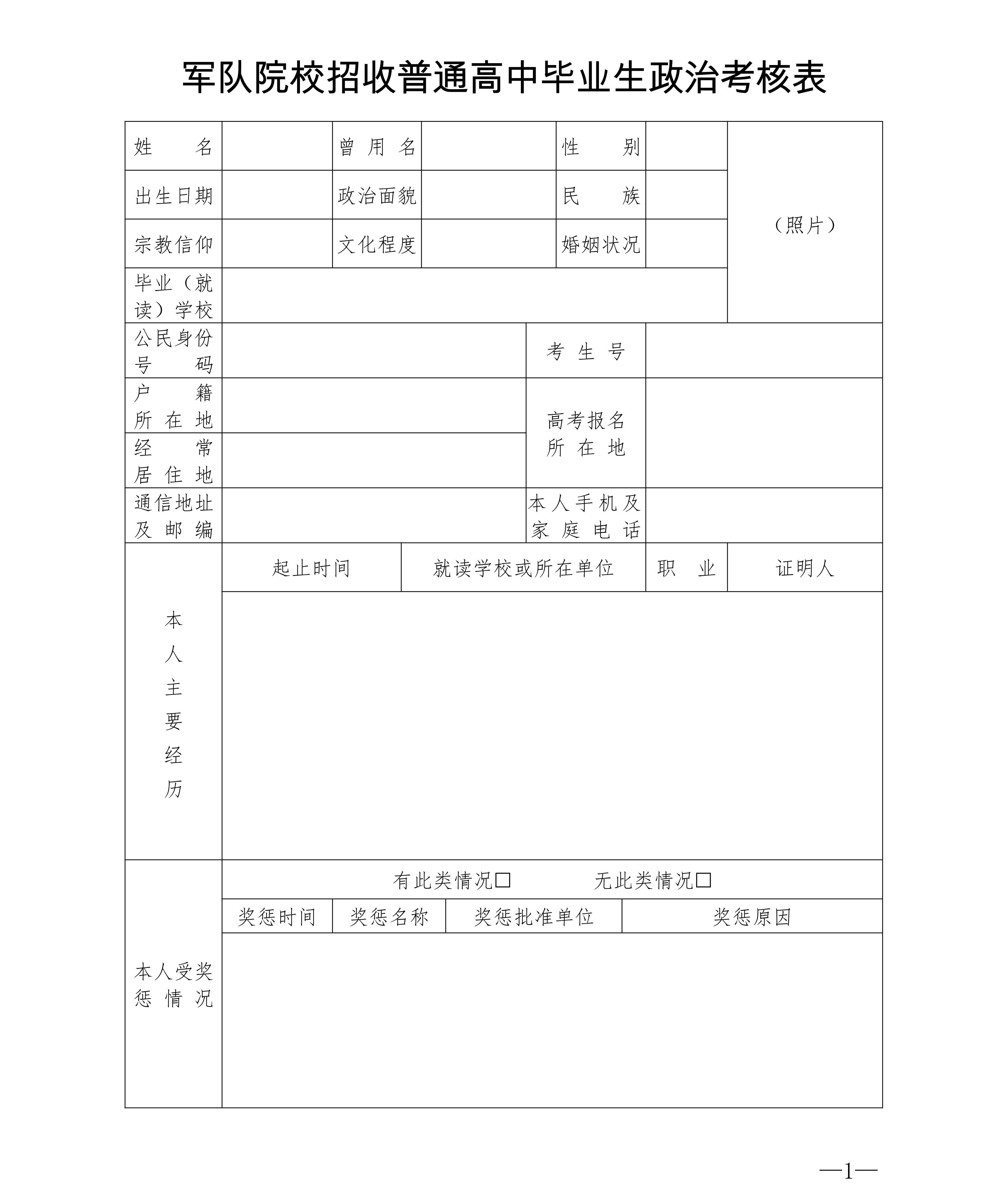 2026军校政审表电子版下载官网:附31省政审时间+填写说明