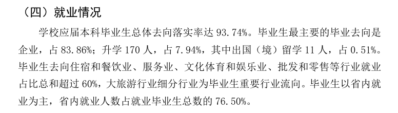四川旅游学院就业率及就业前景怎么样