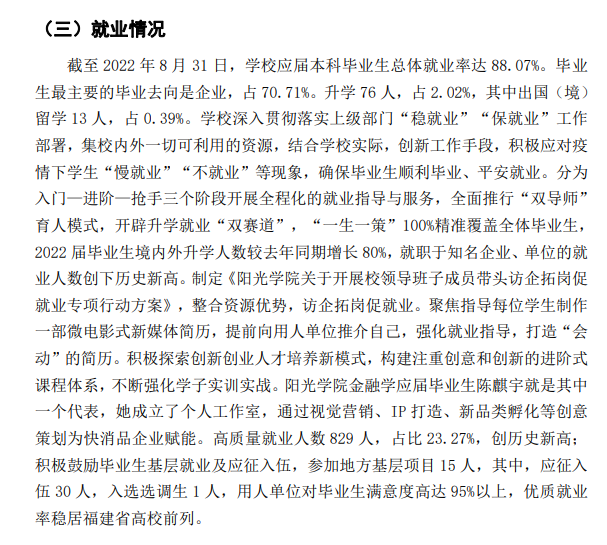 阳光学院就业率及就业前景怎么样