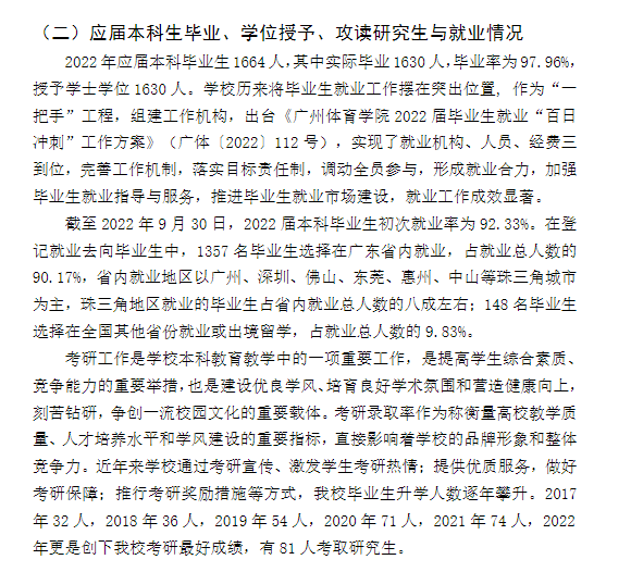 广州体育学院就业率及就业前景怎么样