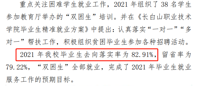 长白山职业技术学院就业率及就业前景怎么样