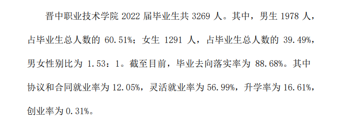 晋中职业技术学院就业率及就业前景怎么样
