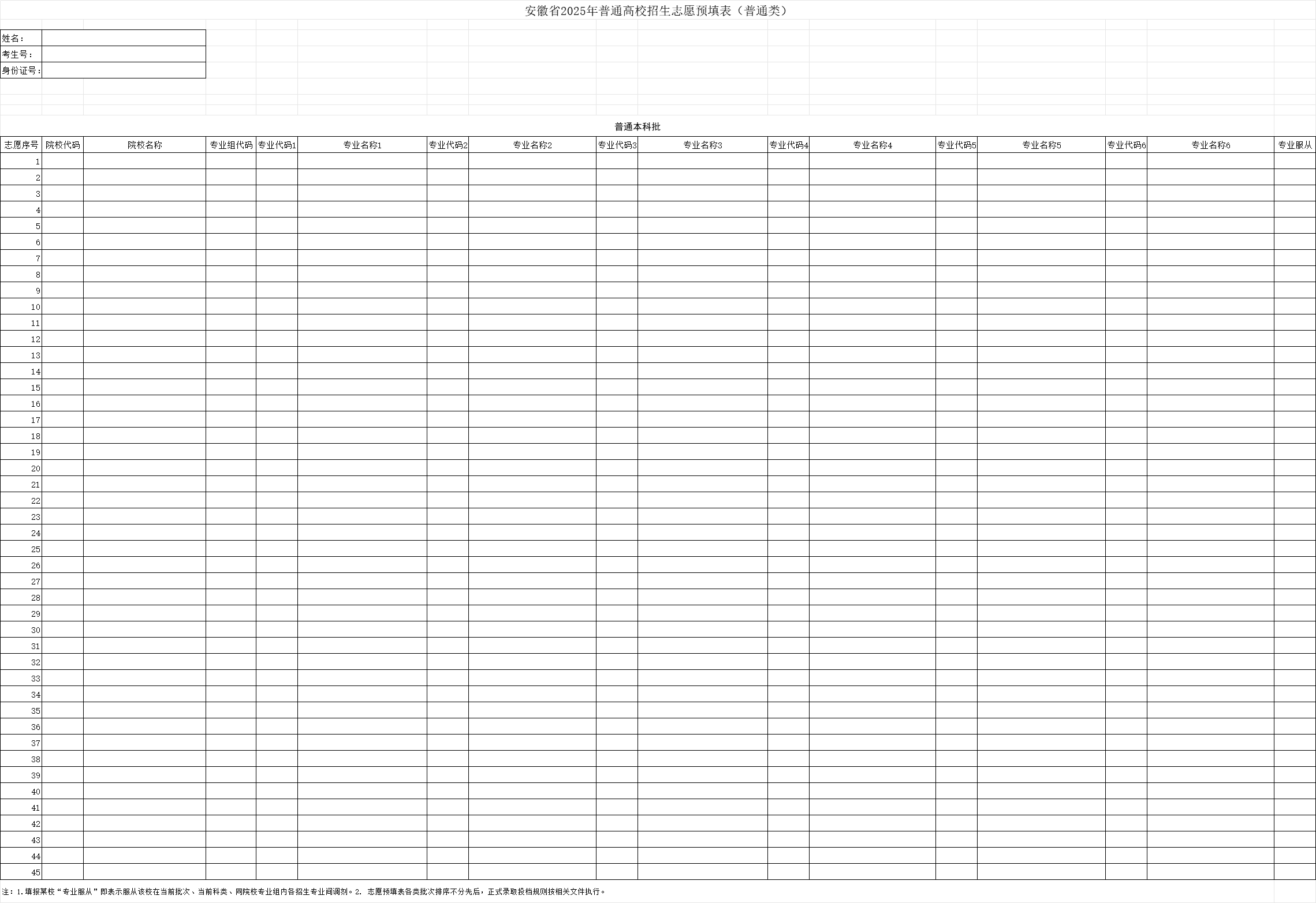 2026志愿填报草表-高考志愿填报样表(各省汇总)