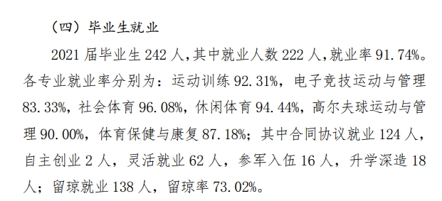 海南体育职业技术学院就业率及就业前景怎么样