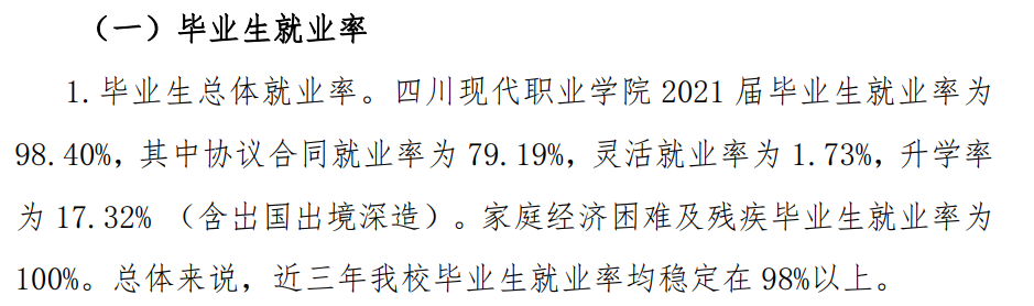 四川现代职业学院就业率及就业前景怎么样