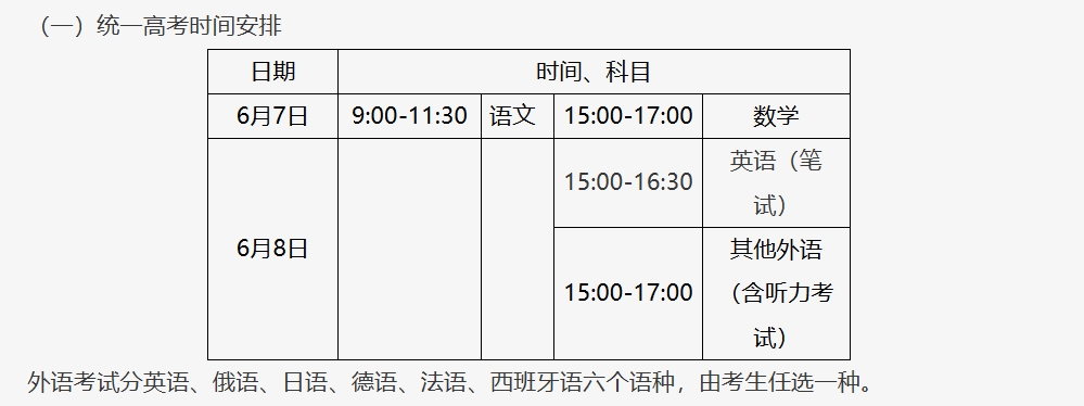 2026新高考时间科目表：29省各科目具体考试时间及顺序