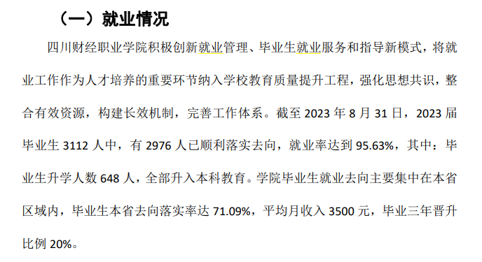 四川财经职业学院就业率及就业前景怎么样