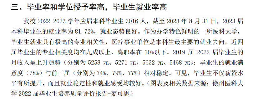 徐州医科大学就业率及就业前景怎么样