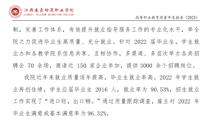 江西泰豪动漫职业学院就业率及就业前景怎么样