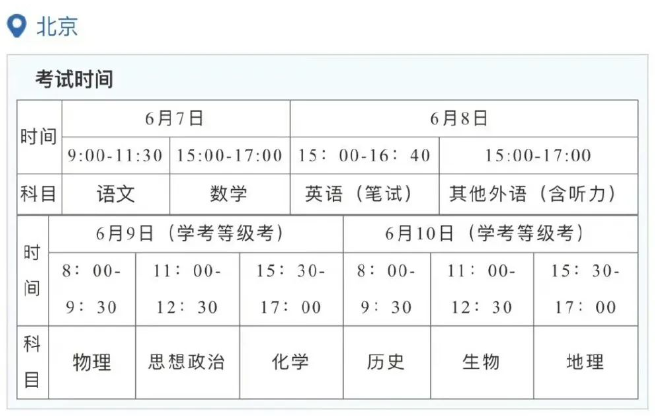 2026年全国高考时间确定！附各省考试科目安排