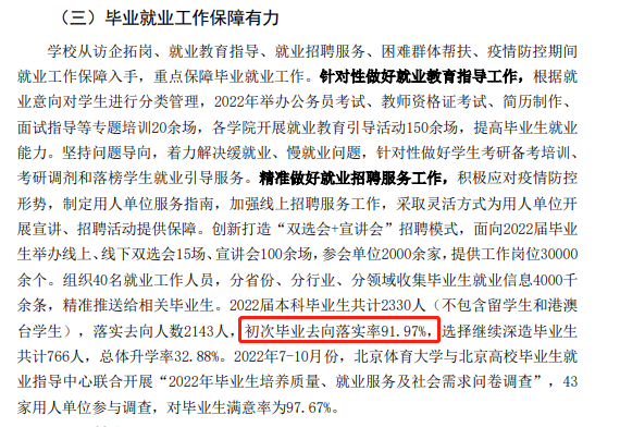 北京体育大学就业率及就业前景怎么样