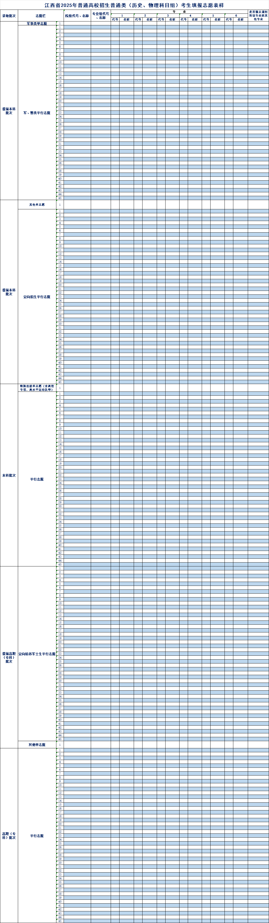 2026高考志愿表样本图片（看已经填写好的模板）