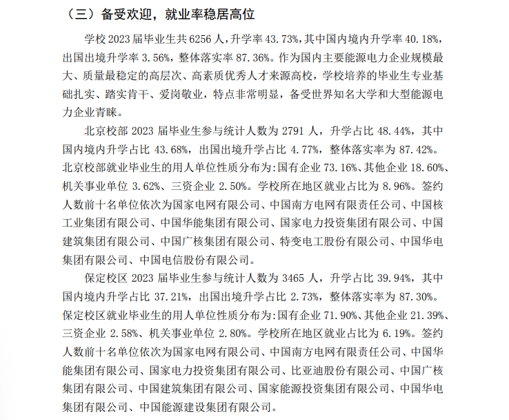 华北电力大学就业率及就业前景怎么样