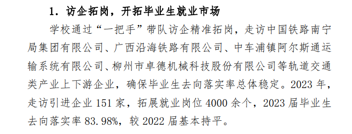 柳州铁道职业技术学院就业率及就业前景怎么样