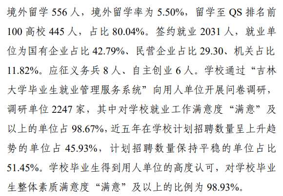吉林大学就业率及就业前景怎么样