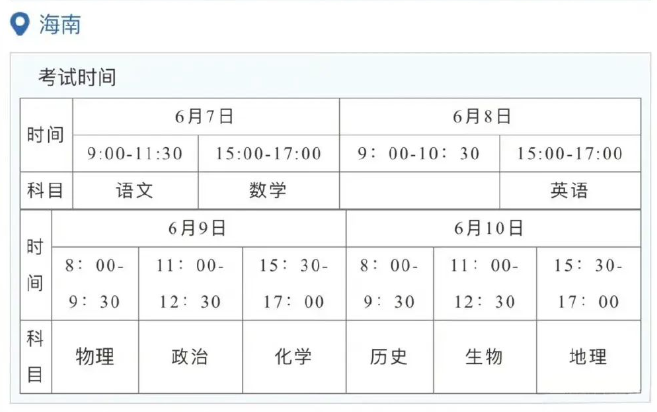2026年全国高考时间确定！附各省考试科目安排
